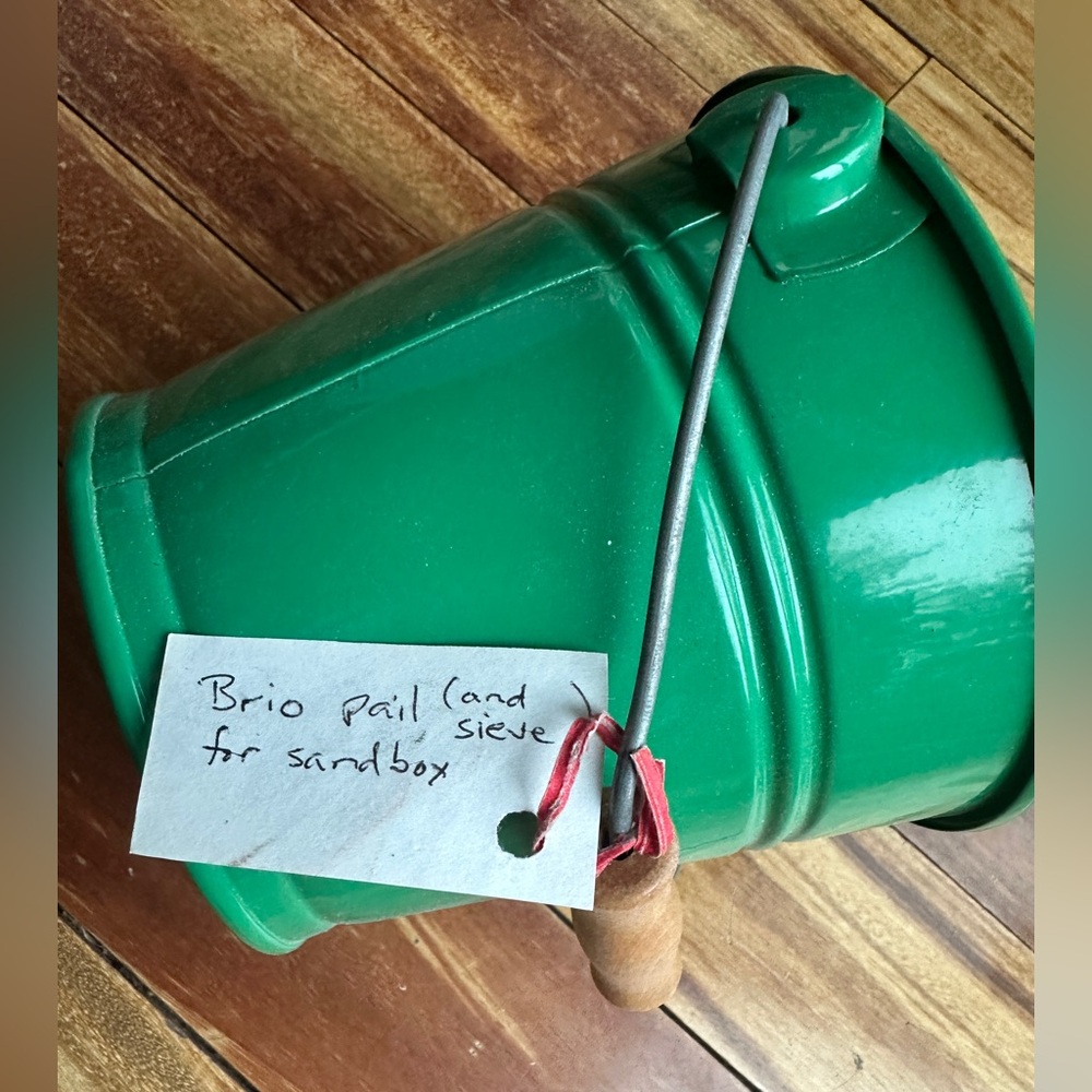 Rare Vintage Brio Metal Toy Bucket and Sieve